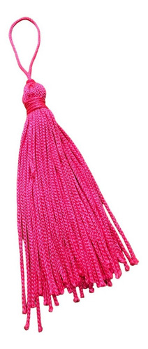 100 Franja Pingente Tassel Seda 8cm- Escolha A Cor Cor Rosa Choque