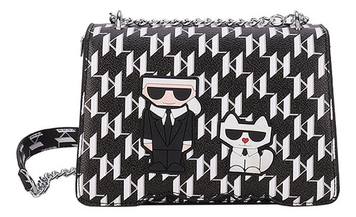 2024 Negro Karl Lagerfeld Nuevo Bolso Bandolera De Cuero [u]