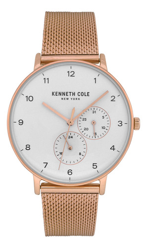 Reloj Hombre Kenneth Cole Kc50236004 New York Correa Rosa Bisel Rosa Fondo Blanco