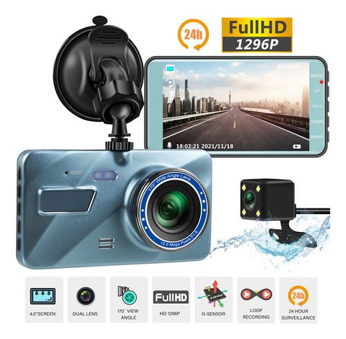 4 Dash Cam Black Box Car Dvr Cámara Grabadora De Vídeo Espej