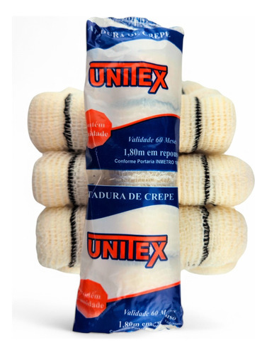 Atadura De Crepom 12cm X 1,80m Unitex - Kit Com 12 Unidades