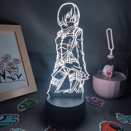 Anime Attack On Titan Figura 3d Led Rgb Luces De Noche Lámpa