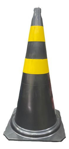 Kit 05 Cone De Sinalização Pvc 50cm Preto E Amarelo Transito