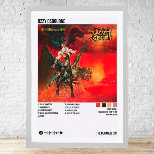 Cuadro Ozzy Osbourne The Ultimate Sin 30x40 Cm C735 Blanco Moderno