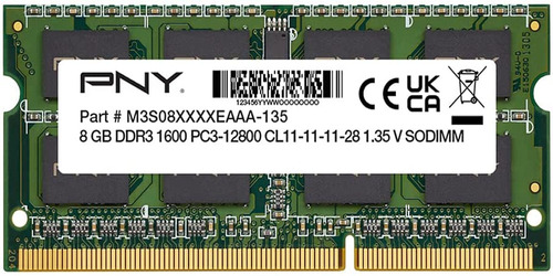 Memoria Ram 8gb Ddr3 1600mhz Marca Pny  Para Laptop