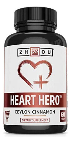 Zhou Heart Hero Ceylon Cinnamon 1200 Mg Canela 60 Cápsulas Sabor Sin Sabor