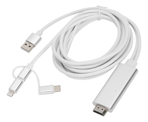 3 En 1 Micro Usb Tipo C A Hdmi Cable Adaptador De Espejo Hdm