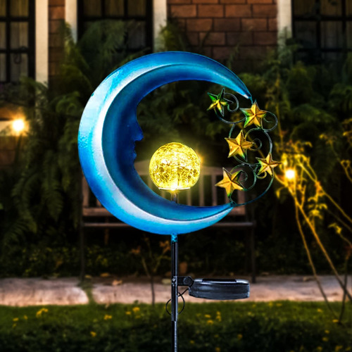 Luz Solar Para Exterior Decorativa Luna Impermeabl Metal Led