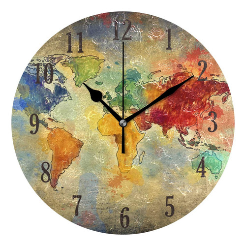 Senya Reloj De Pared Con Diseno De Mapa De La Diversidad Del