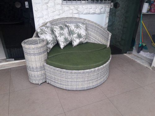 Sofá Chaise Dubai 1.40 Cm Fibra Sintética Vime Varanda Área