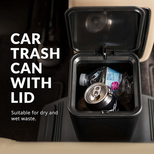 Meistar - Plastic Car Trash Can, Car Trash Can With Lid, Min