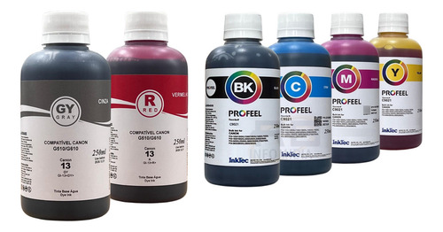 Tinta Compatível Para O Uso Em Canon G510 G610 6x250ml Tinta Gray Red Black Cyan Magenta Yellow