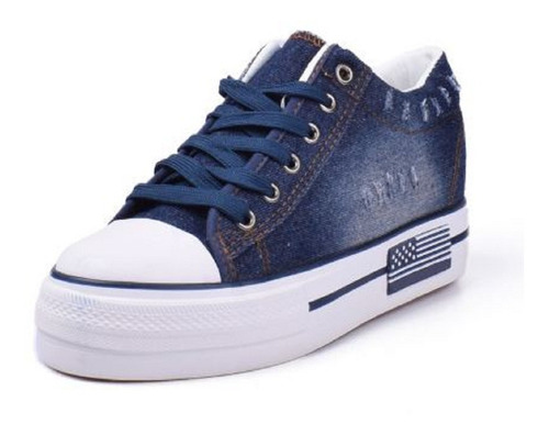 Tenis Feminino Plataforma  Jeans  