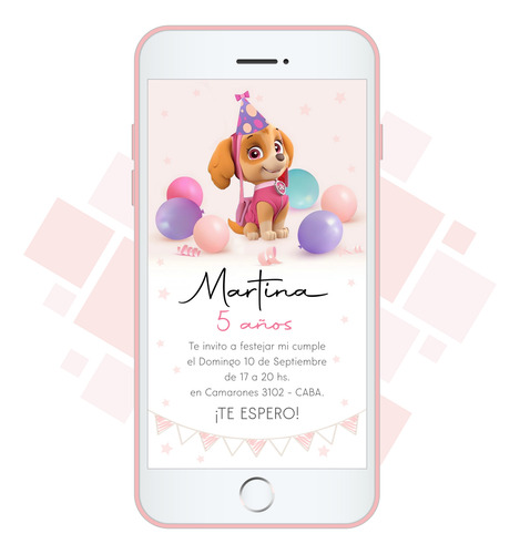 Invitación Virtual Digital Imagen - Paw Patrol - Skye