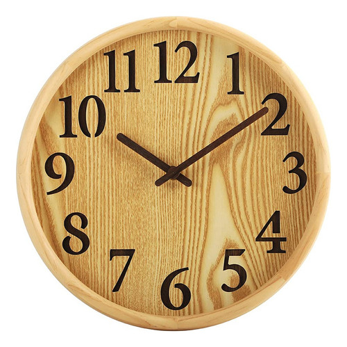 Aromustime Reloj De Pared Redondo De Madera De 12 Pulgadas, 