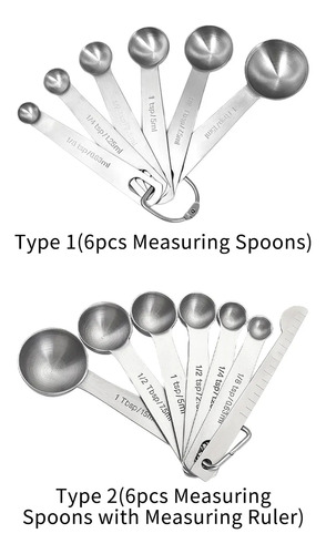 Juego De Cucharas Medidoras De Acero Inoxidable, 6 Piezas