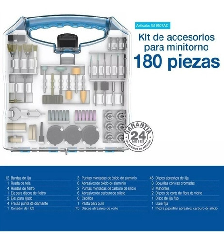 Set Kit Accesorio Mini Torno Gamma Juego 180 Piezas Maletin