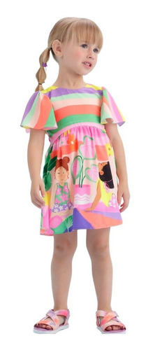 Imagem 2 de 3 de Vestido Infantil Colorido Verão Mon Sucré Relax Time 21096