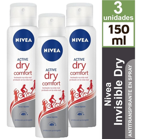 Desodorante Nivea Active Dry Comfort Pack De 3 Unidades