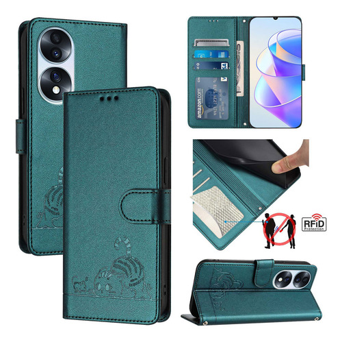 H Gato Patrón Cartera Funda For Honor 70 5g