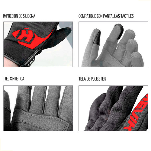 Guante Moto Con Protecciones - Hombre - Negro/rojo