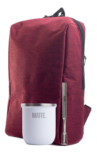 Imagen 3 de 5 de Set Mate Steel Acero Inoxidable + Bombilla + Mochila Matera