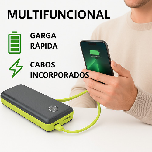 Power Bank Carregador Portátil 20000mah Powerbank Sem Fio Universal Android iPhone Usb Asb Shopstore