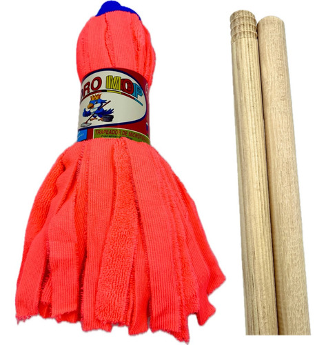 1 Mechudo Trapeador De Microfibra Loro Mop C/bastón Madera