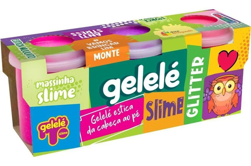 Slime Glitter Kit Com 3 Pote Colorido Torce Enrola Estica