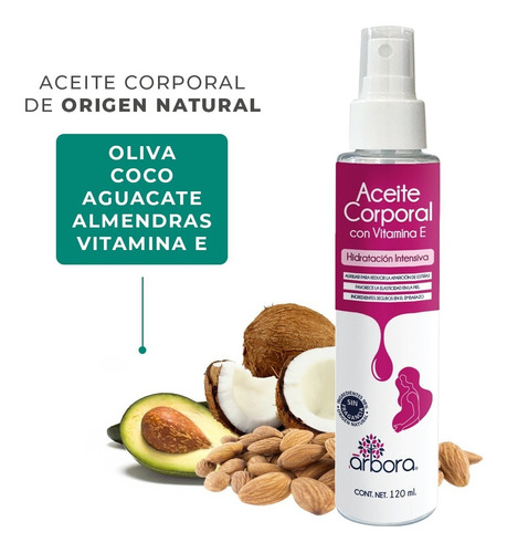  Aceite Corporal Anti-estrías Hidratante Vitamina E + Coco Tipo de envase Spray