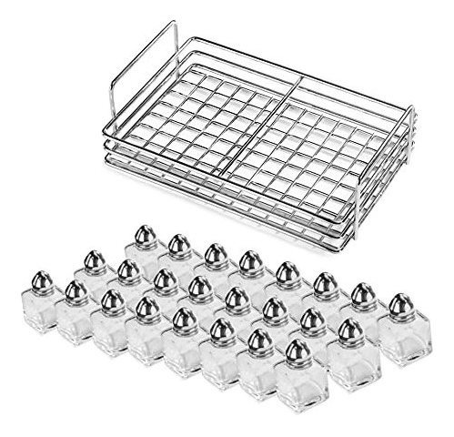 Salero Y Pimentero Mini Con Soporte, Set De 24