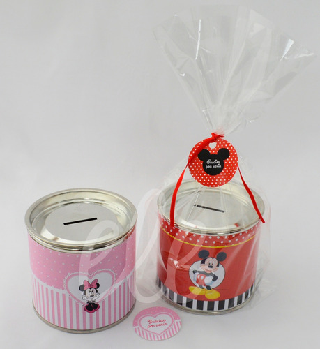 Souvenir Alcancía Lata Personalizada Tapa Desmon 10u+bolsita