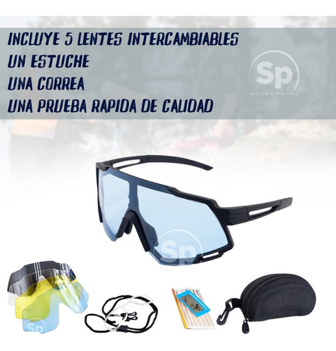 Imagen 8 de 10 de Lentes Deportivos Para Ciclismo Polarizados Unisex 4 Micas