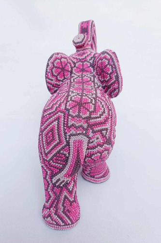 Elefante Arte Huichol Rosa Decora Chaquira Artesanal Hogar