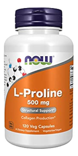 Suplementos Now, L-prolina 500 Mg, Producción De Colágeno, S