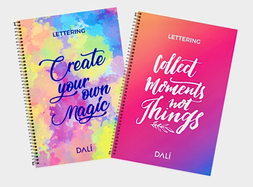 Pack X4 Cuadernos A5 Espiral 70 Hojas Lettering Con Puntitos