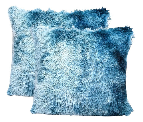 Funda De Cojín De Felpa Tie-dye Rou'ruan 40*40cm 2 Piezas Azul Teñido Anudado