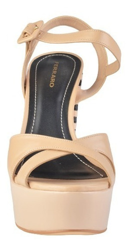 Sandalias Zuecos De Cuero Mujer Beige - Versalles - Ferraro