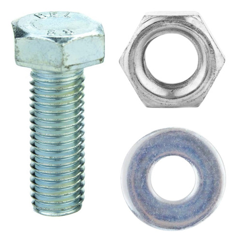 Parafuso Sextavado M6 X 12mm Com Porca E Arruela - 100 Peças
