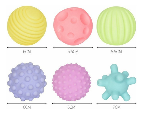 6 Pcs Pelotas Sensoriales Didácticas Para Bebé Con Texturas