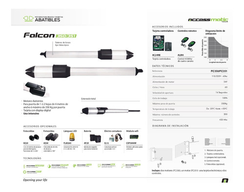 Motor De Brazos Para Garaje Batiente Accessmatic Italiano 