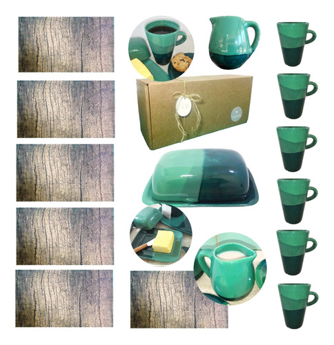 Set Desayuno Taza Caja Cerámica Regalo Artesanal Kit Kvjp065