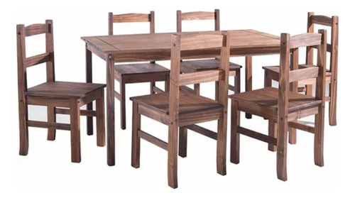 Juego Comedor Mesa 6 Sillas Linea Mexicana Madera E288