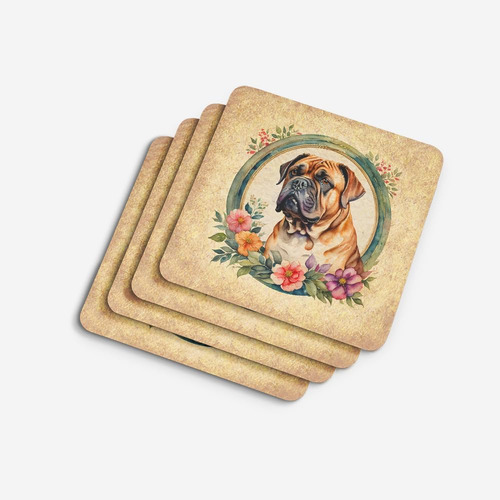 Posavasos De Espuma Dogo De Burdeos Y Flores