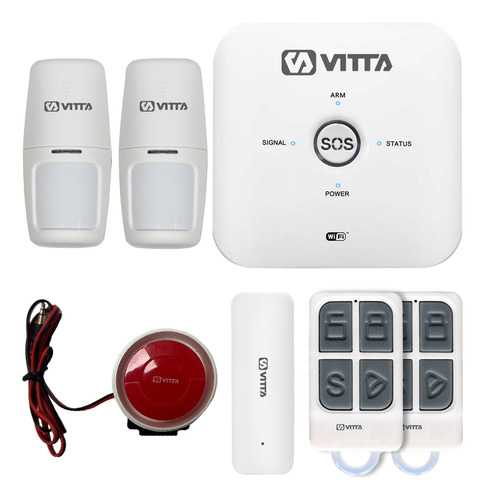 Kit De Alarma Domiciliaria Vitta Celular Wifi Vit-alam001 Color Blanco
