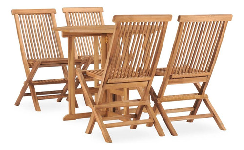 Kthlbrh Juego De Comedor Plegable De 5 Piezas De Madera De