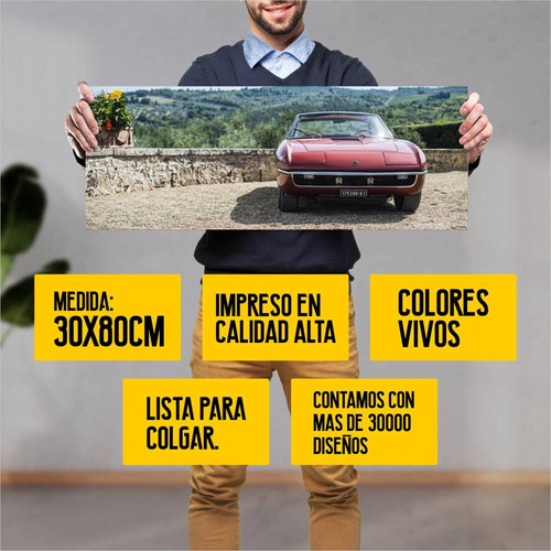Cuadro 30x80cm Auto 1969 Lamborghini Islero 003 Marrón Marrón