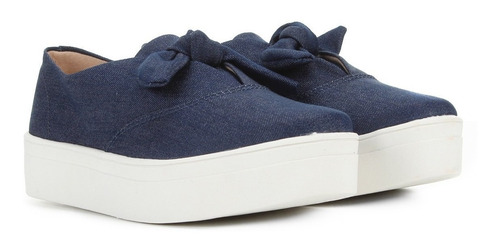 Tênis Slip On Somoda Caixa Alta Laço Feminino - Jeans