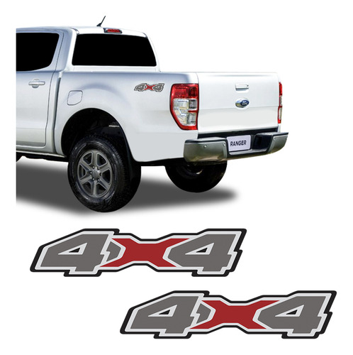 Par Emblema Adesivo Lateral 4x4 Ford Ranger 2020 Grafite