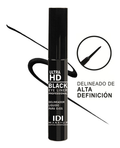 Idi Make Up Delineador Líquido Ultra Hd Black Eye Liner Color 01 Black